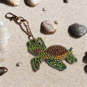 Turtle Bling Keychain Bookbag Luggage Charm Sparkly Acrylic Rhinestone Gift
